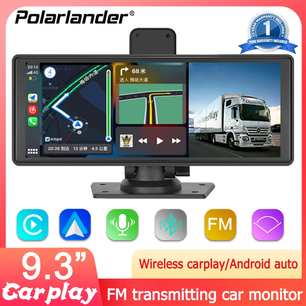 

Portable Monitors Bluetooth Wireless Carplay 9.3 inch Car Multimedia Player Android Auto IPS Large Screen For BMW Toyota Car