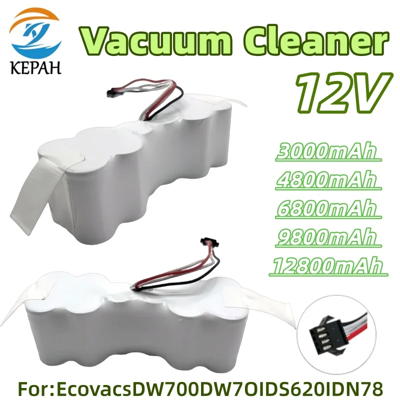 3000-12800mAh 12V  Long-Lasting Battery｜Reliable Power for Ecovacs DW701/DS620 Robot Vacuums