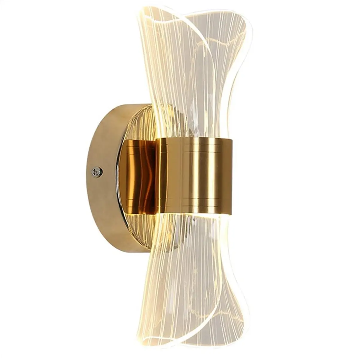 AA19 Gold Acrylic Wall Sconce, Decorative Led Wall Lamp with 3 Color Temperature Options , Perfect for Hallway & Bedside Lamp