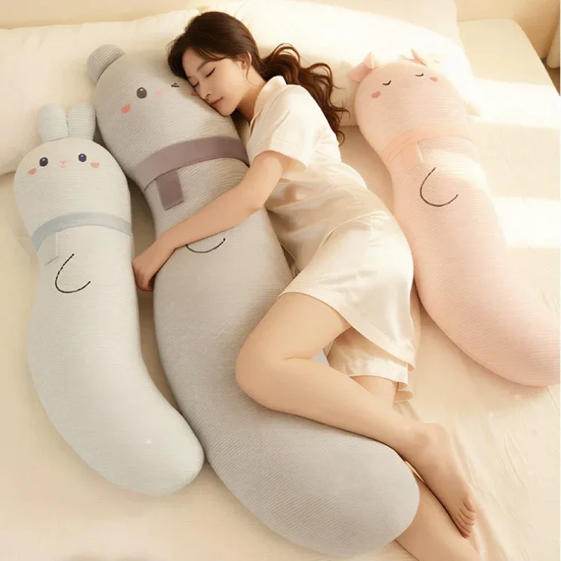 Ice Silk Long Hug Pillow Adult Child Side Sleeping Leg Pillows Removable and Washable Headboard Cushion Leisure Prone Pillow