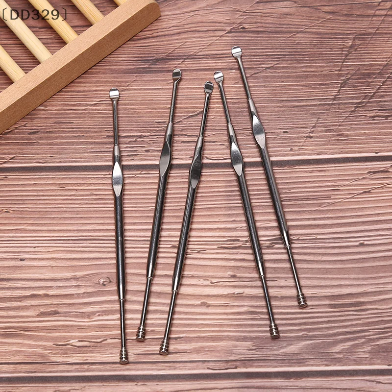 1 قطعة منظف الأذن المحمول برأس مزدوج ملعقة أذن حلزونية أدوات تنظيف الأذن #5