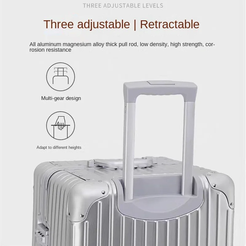 KO-KU 100% حقيبة ألومنيوم بالكامل 3:7 حقيبة معدنية سميكة 22-32 بوصة سعة كبيرة للأمتعة 20 بوصة قفل جمركي TSA #4