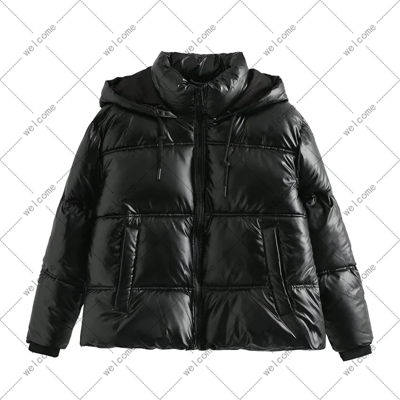 Veste à capuche en coton Anorak pour femme, pardessus chaud, manteau froid, vêtements noirs et blancs, parkas pour femme, élégant, promotion d'hiver