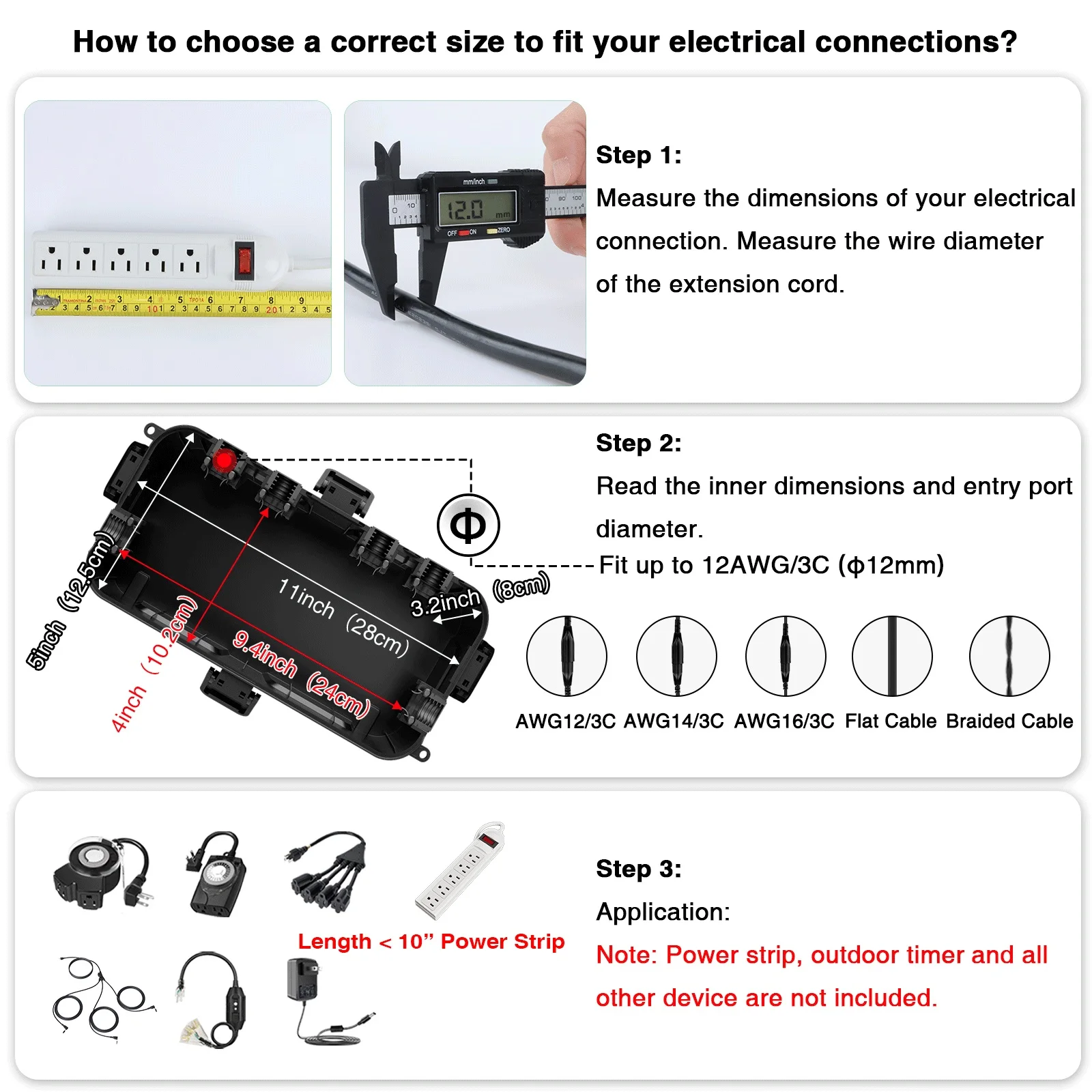 Waterproof Outdoor Electrical Box, Available in 10 Color Options, Weatherproof Connection Box for Protecting Plugs and Sockets