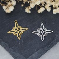 3pcs Witch Knot Charms for Jewelry Making Necklace Earrings Wiccan Cross Stainless Steel Pendant Celtic Amulets DIY Materials