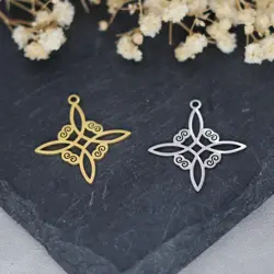 3pcs Witch Knot Charms for Jewelry Making Necklace Earrings Wiccan Cross Stainless Steel Pendant Celtic Amulets DIY Materials
