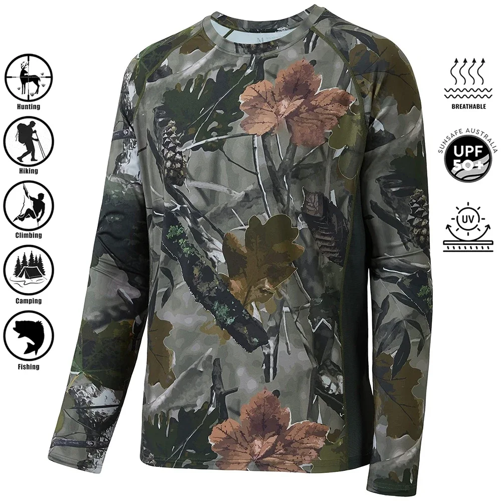 

UPF50+ 2024 Fishing Shirt Hooded Long Sleevehunting Camouflage Man Outdoor Moisture Wicking Jersey Fishing Apparel Tops