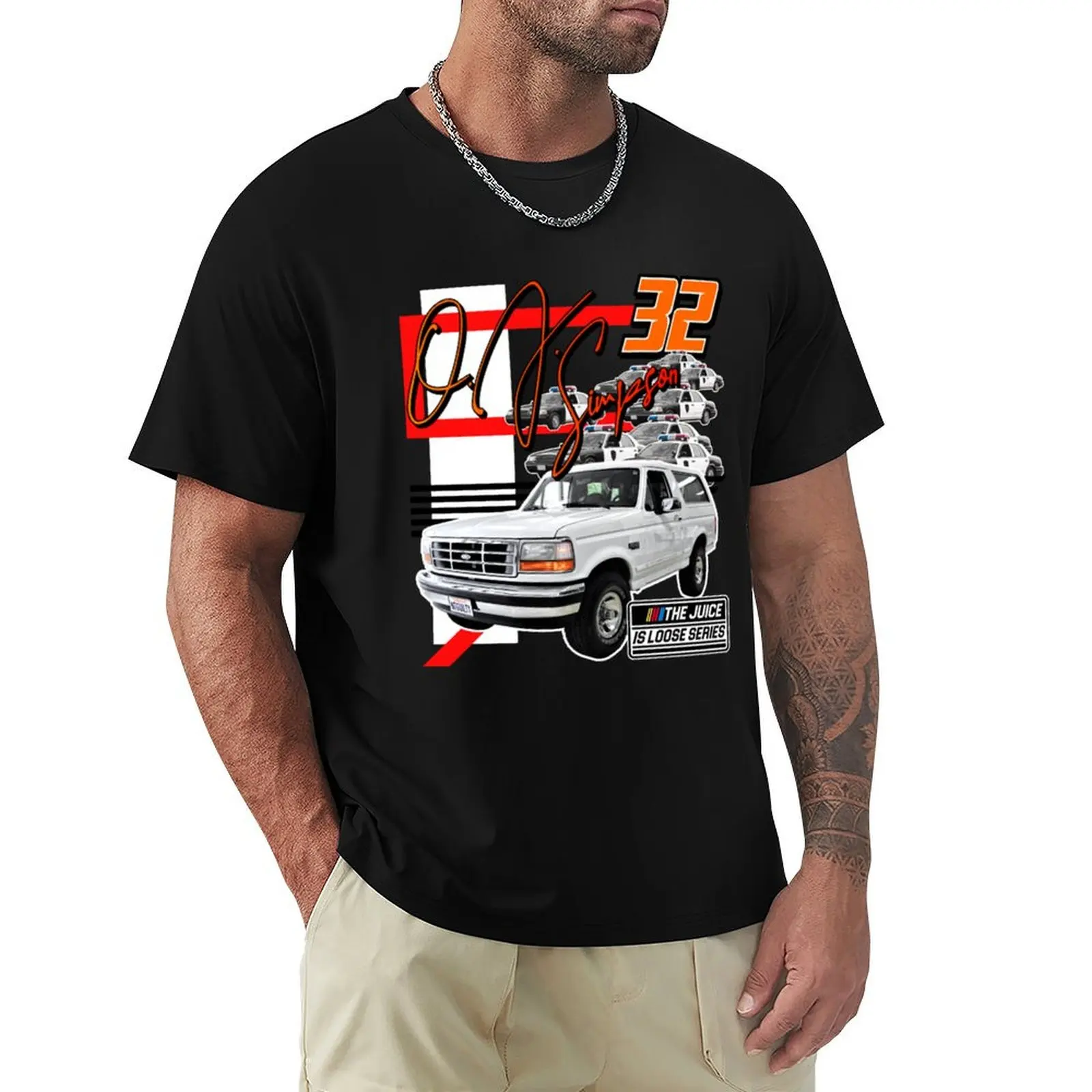 

Retro The Juice is Loose OJ Chase Race 90s Style Design TShirt T-Shirt Anti-Fade Casual Tee Shirt
