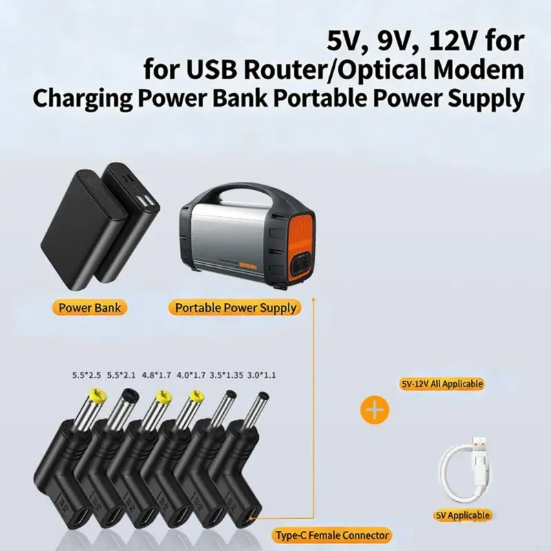 Type C Power Connector Equipped with Multiple Port Compatibility 5V 9V 12V for Stable Device Operations 77JC