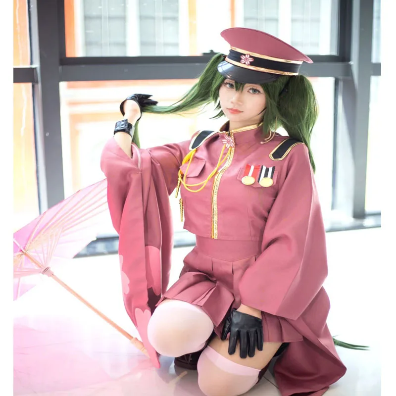 千桜の花千本桜ミククイ着物制服衣装ハロウィン服女の子用軍服帽子付き