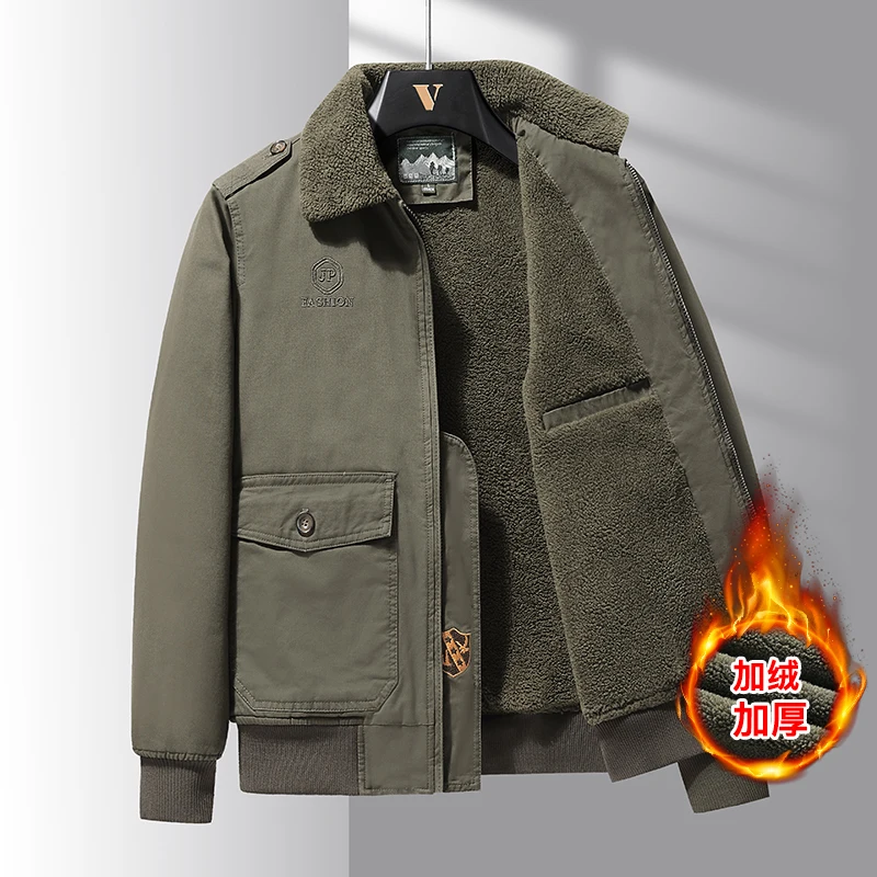 

Men Winter Coat Heavy Fleece Casual Thick Thermal Coat Army Pilot Jackets Air Force Cargo Outwear Hooded Jacket Mens Clothes
