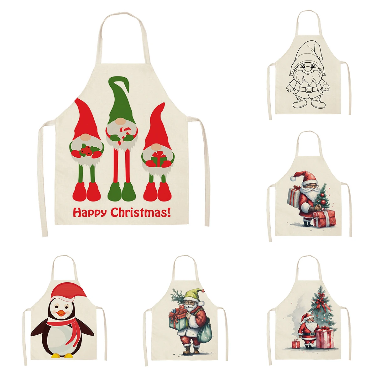 

Women's kitchen apron Linen man Children's Big size Child girl Waterproof funny Half Work Coffee art winter Merry Christmas