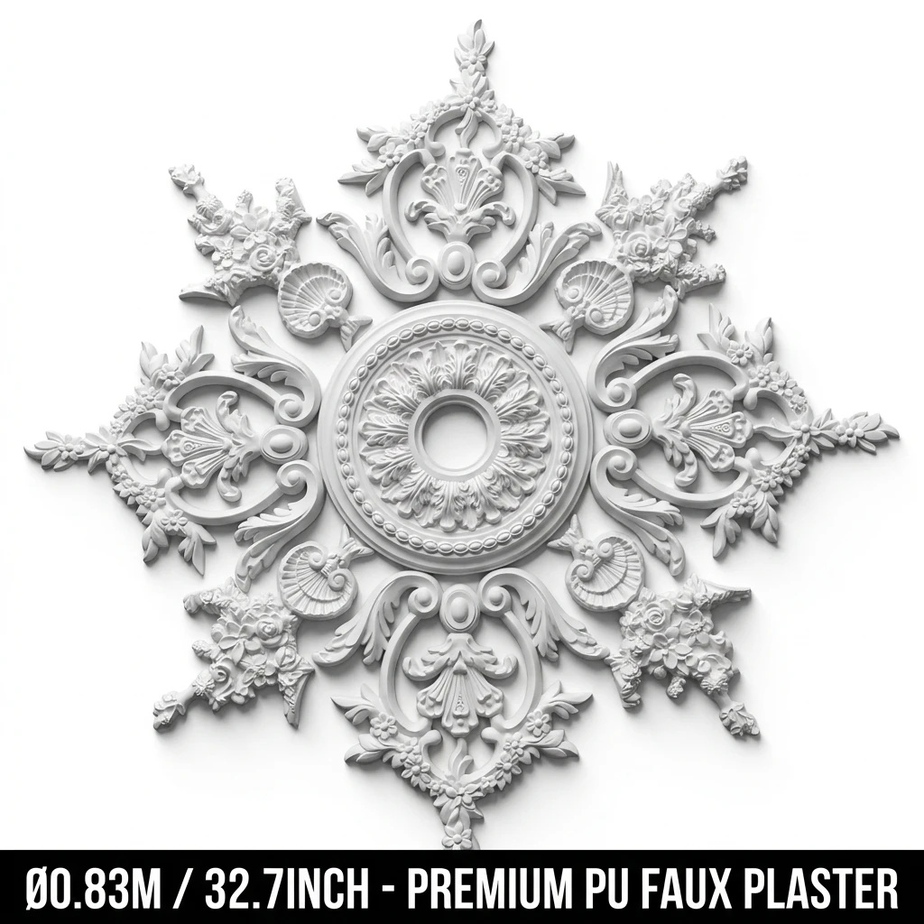35.4 Inch Ceiling Medallion= For French Style Decor, Lightweight Floral Acanthus Leaf Design For Chandelier And Pendant Light=
