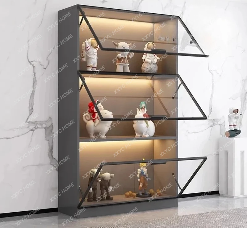 Bookcase With Glass Door, Whole Wall Dust-proof Bookshelf, Light Luxury Display Display, Household Living Room view 2