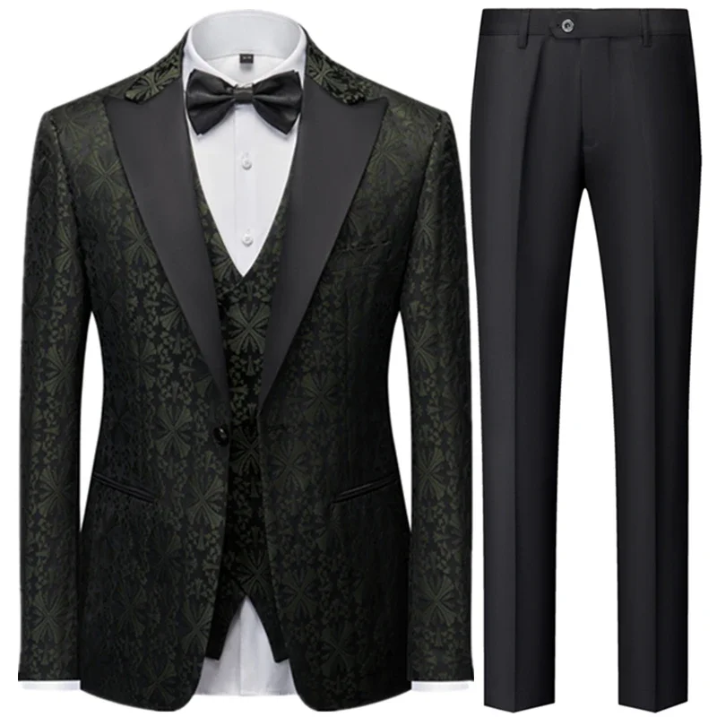 Conjunto de 3 piezas para hombre, traje Formal informal de negocios, chaqueta blazer, pantalones, traje de boda, traje de novio, Chaleco Ajustado,