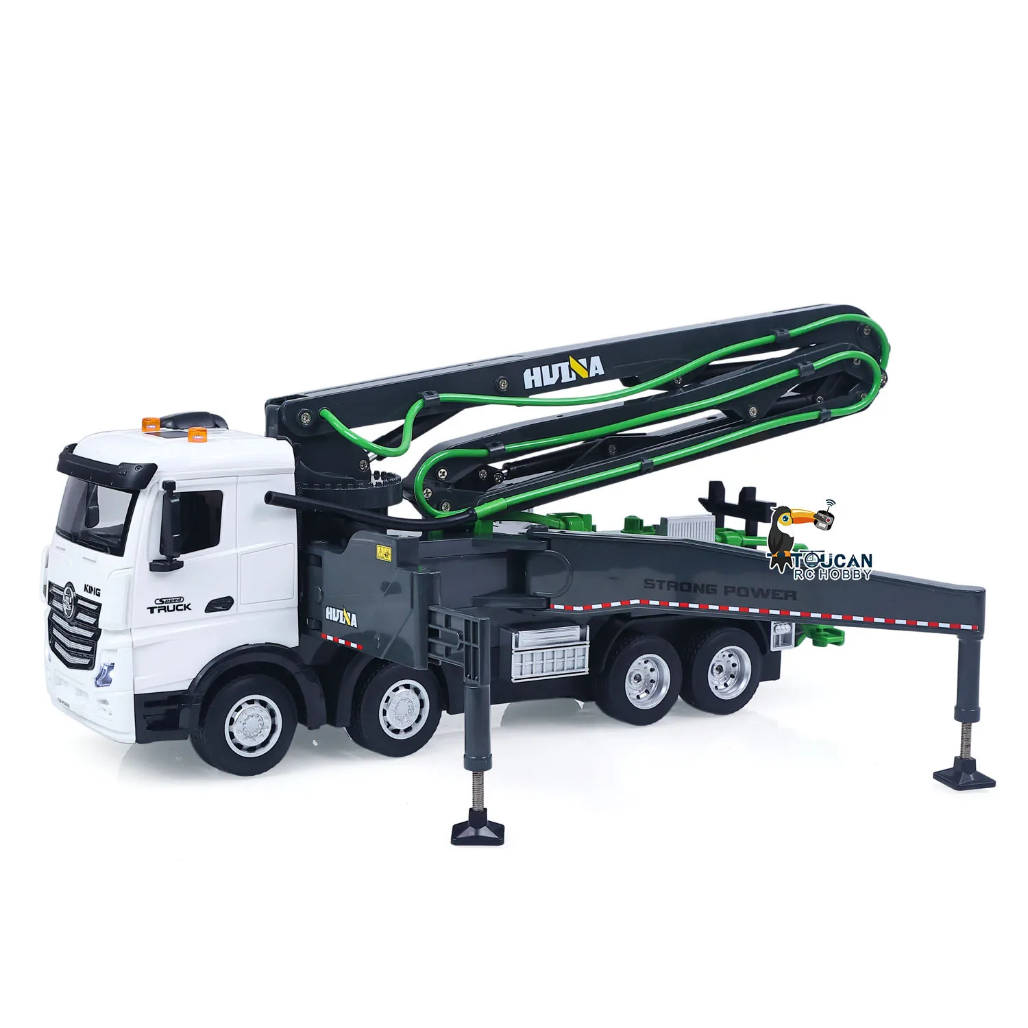 1381 1/18 HUINA Ferngesteuerter Betonpumpen-LKW Baufahrzeug Fertigmodell RTR mit Manueller Stützstange, Licht und Soundeffekten – Detail 2