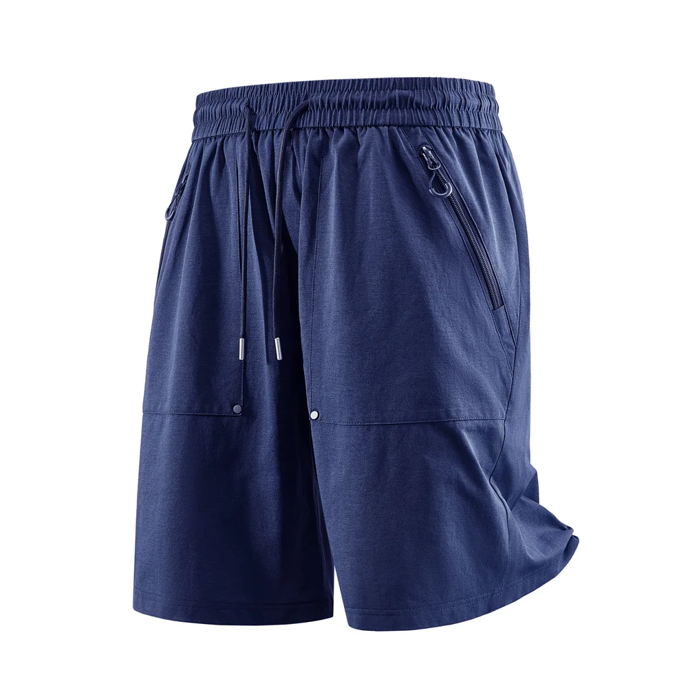 

Мужские летние быстросохнущие шорты с эластичным поясом и карманами на молнии, повседневные спортивные шорты для спортзала, тренировок, бега, повседневной носки