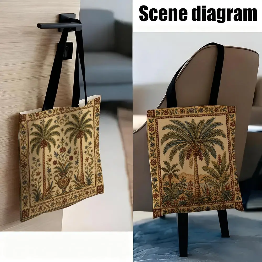 Beach Coconut Trees Storage Bags Handbag Canvas Bag Women Casual Underarm Top Handle Bag Lady Shopping Travel Bags
