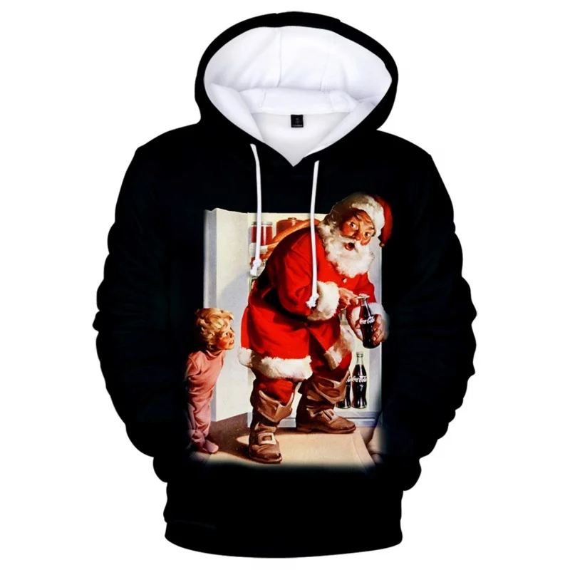 الإبداعية سانتا كلوز نمط هوديي للرجال النساء عيد الميلاد ثلاثية الأبعاد طباعة البلوفرات عادية هوديس بلايز طويلة الأكمام فضفاضة البلوز