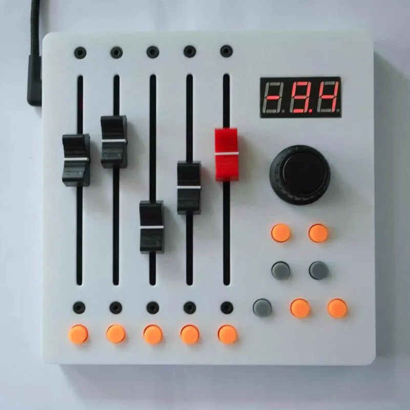 5-Channel Long Fader MIDI Controller with Transport Module for Live Streaming – Type-C