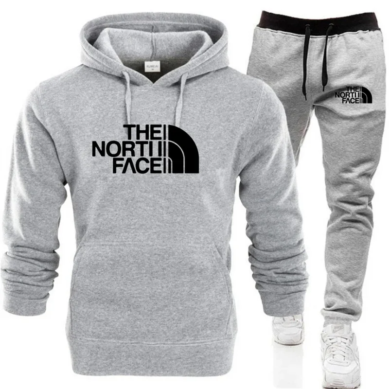 Conjuntos de sudadera con capucha de invierno para hombre, sudaderas con capucha rojas de lana a la moda, pantalones de marca negros, traje informal para correr, sudadera