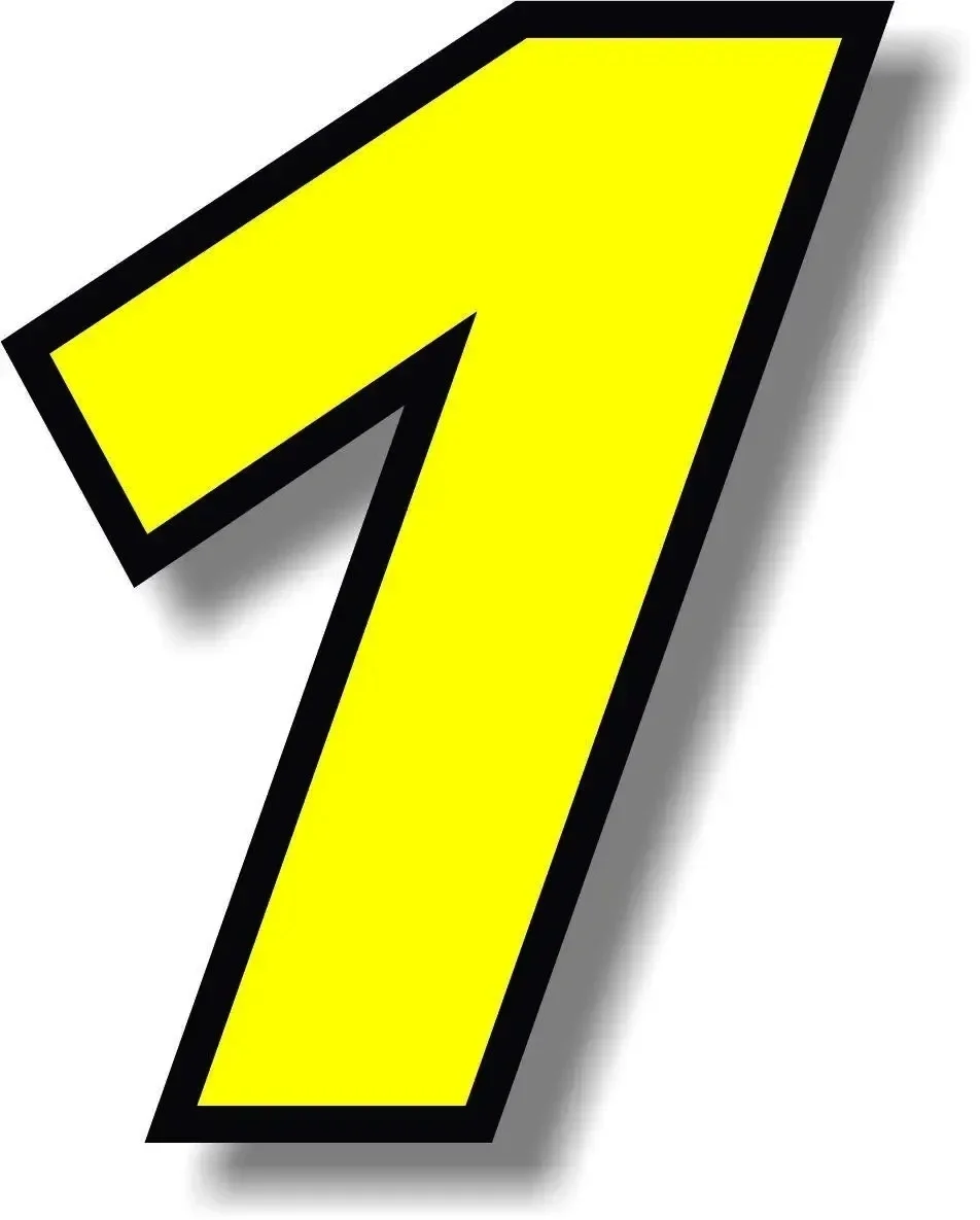 Numbers 0123456789 Yellow with Black Border Vinyl Car Sticker Graphic Number Car Accessories Waterproof Motorcycle Helmet