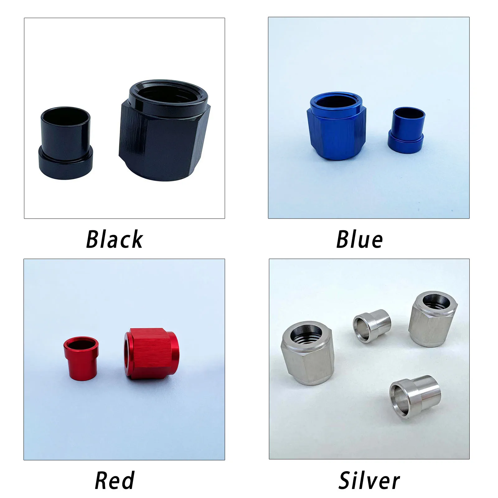 AN4 AN6 AN8 AN10 Oil Pipe Hose Sleeve Socket Sleeve Hexagonal Nut Aluminum Alloy Stainless Steel Fuel Line Adapter Bushing