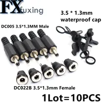 10Pcs DC005 3.5x1.3mm DC Power Waterproof Cap Opening 8mm For DC-022B 3.5*1.3mm Jack Charging Socket Connector DC022B 3.5*1.35mm