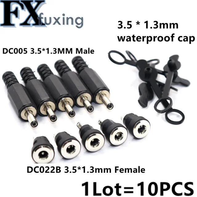 10 sztuk DC005 3.5x1.3mm DC Power wodoodporna nakładka otwarcie 8mm dla DC-022B 3.5*1.3mm Jack gniazdo ładowania złącze DC022B 3.5*1.35mm