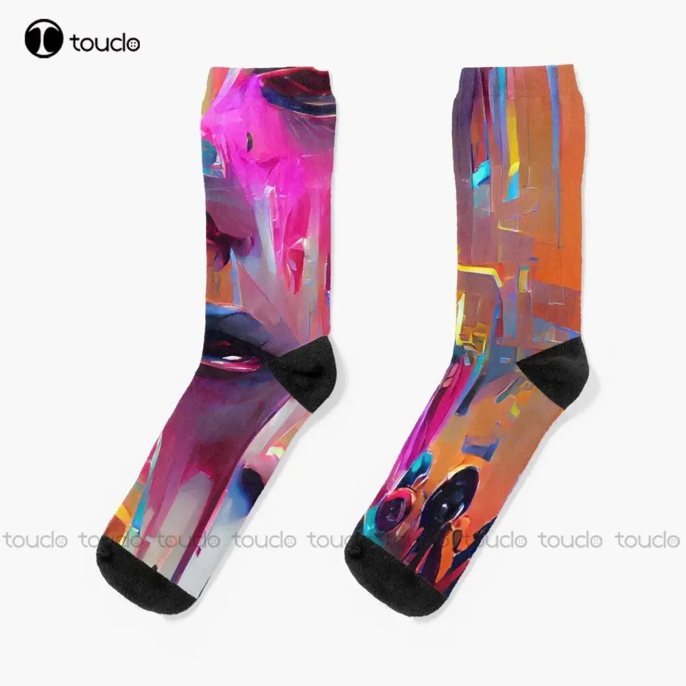 

The Bloody Purge Horror Halloween Socks Mens Black Crew Socks Fashion Creative Leisure Funny Art Abstract Oil Painting Socks