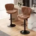 

Modern Bar Stools Set Of 2, Adjustable Faux Leather Upholstered Swivel Bar Stools, Counter Height Bar Chairs With Ba For