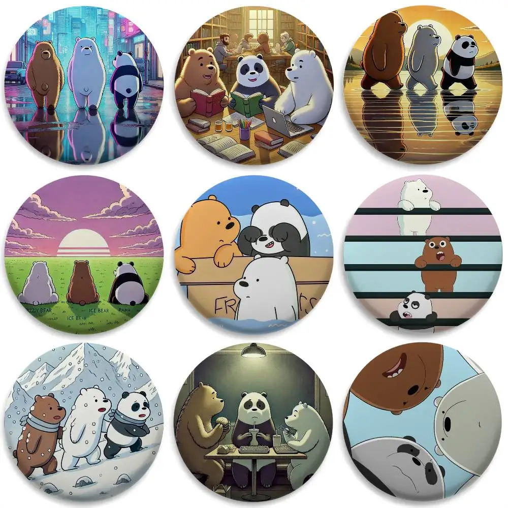 

Cartoon We B-BareS-Cute-Bears Badges Round Exquisite Badge Brooches Creative Pins For Clothes Hat Backpack Gift Accessories