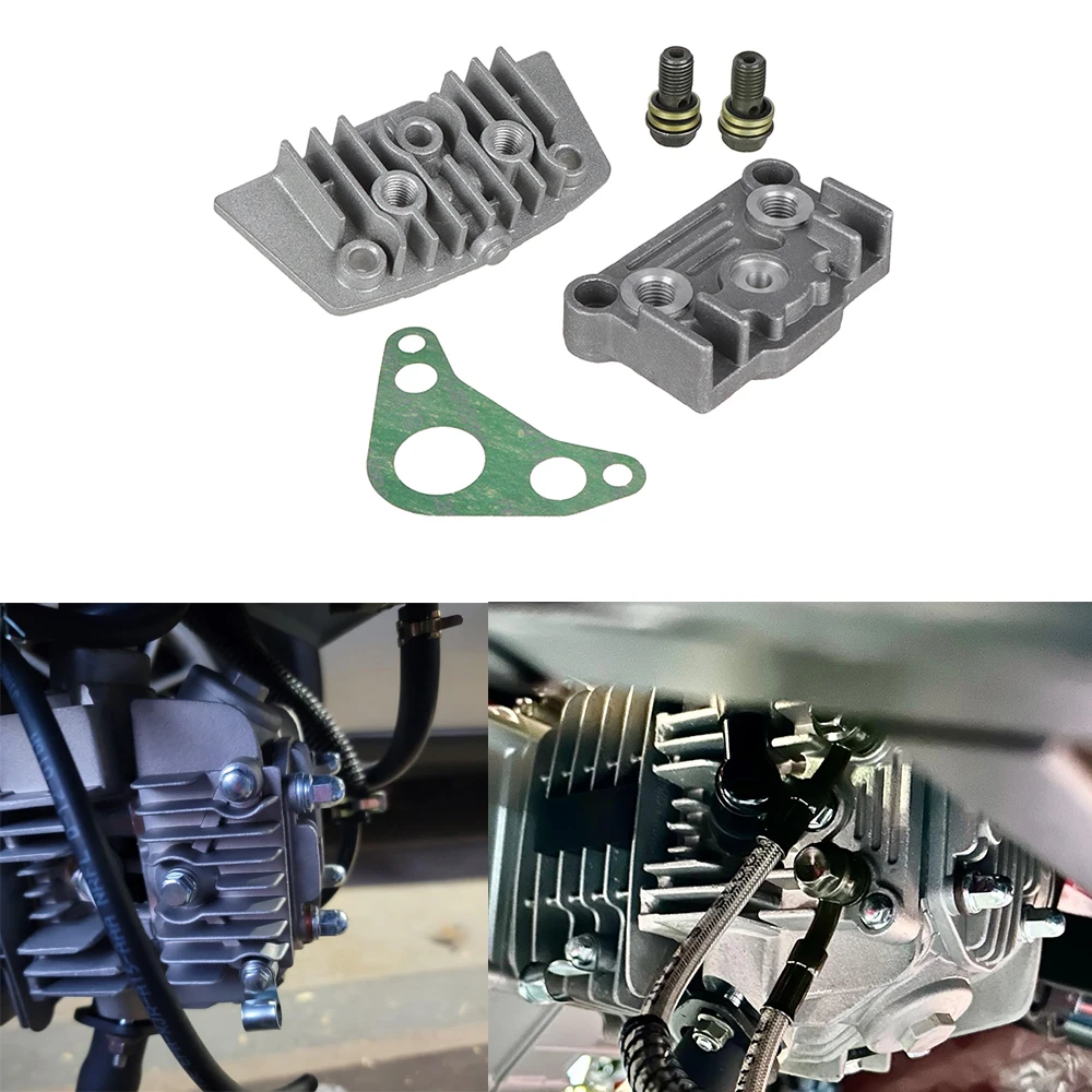 

Motorcycle Engine Oil Cooler Horizontal Engine Adapter Cylinder Head & Screws for 50cc-110cc 125cc 140cc Monkey Dirt Pit Bike AT