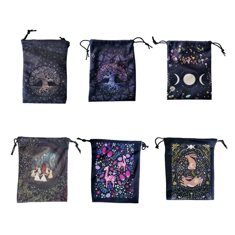 Tarot Card Storage Bag Board Game Cards Fashion Altar Drawstring Storage Bag for Dices Jewelry-Trinkets