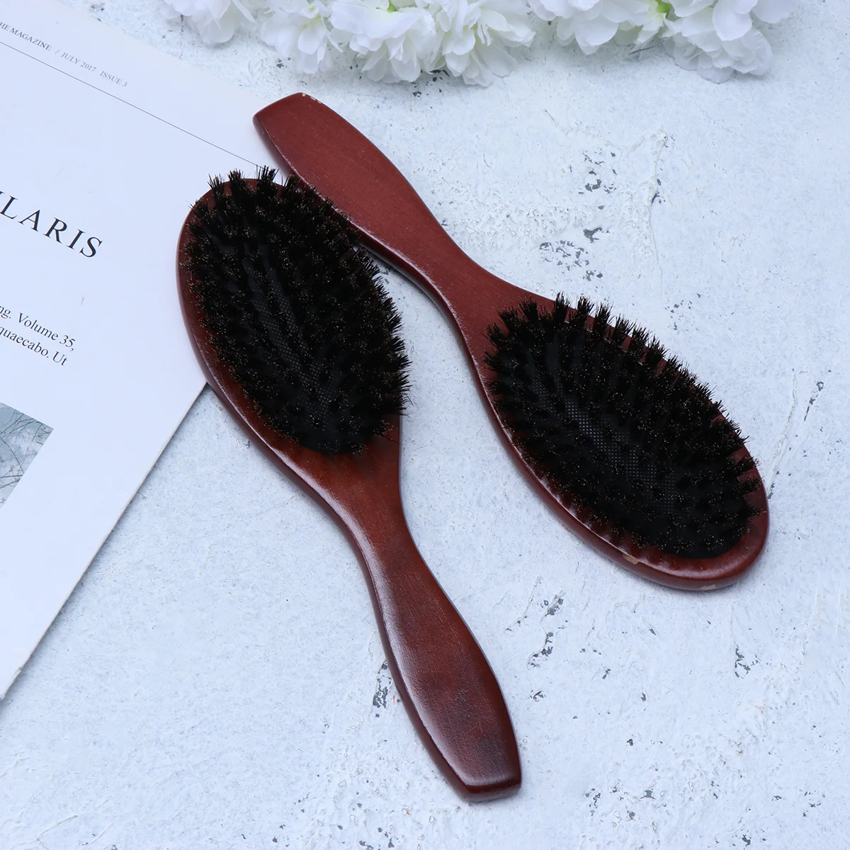 

2Pcs Wooden Hair Combs Scalp Massage Brushes for Men Women Detangle Pain-Free Smooth Bristles Hair Accessories Promote Blood