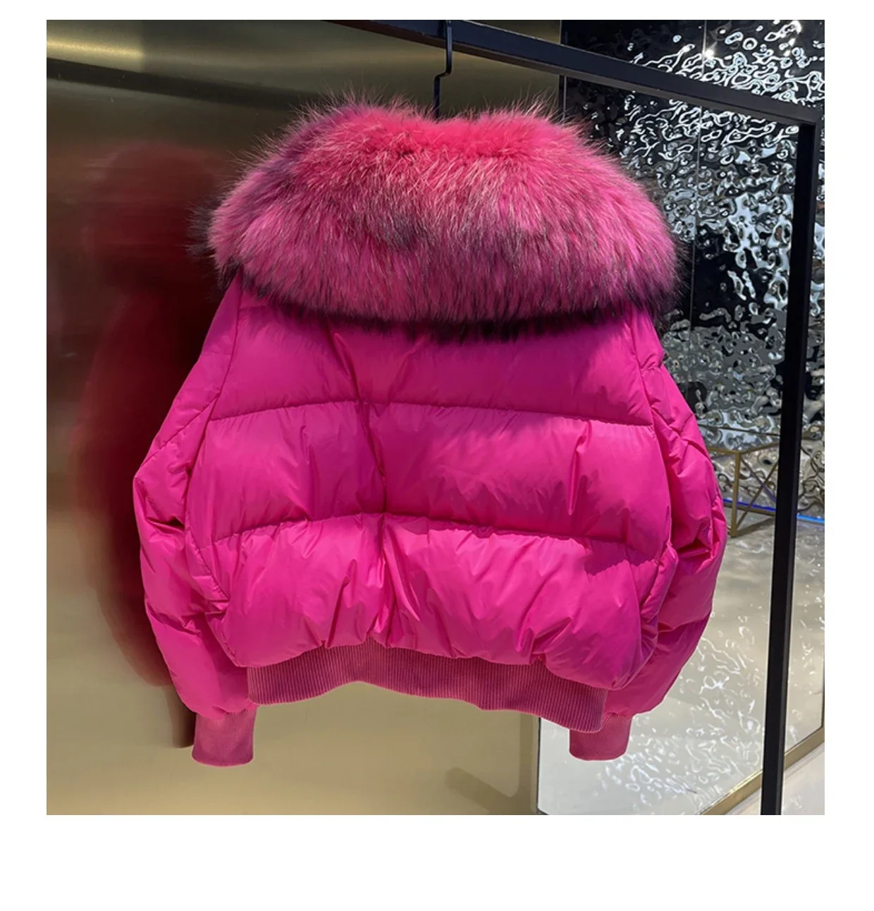 New Winter Real Raccoon Fur Collar White Duck Down Jacket Fashion Warm Big Fur Collar Puffer Coat Women\'s Goose Down Down Jacket