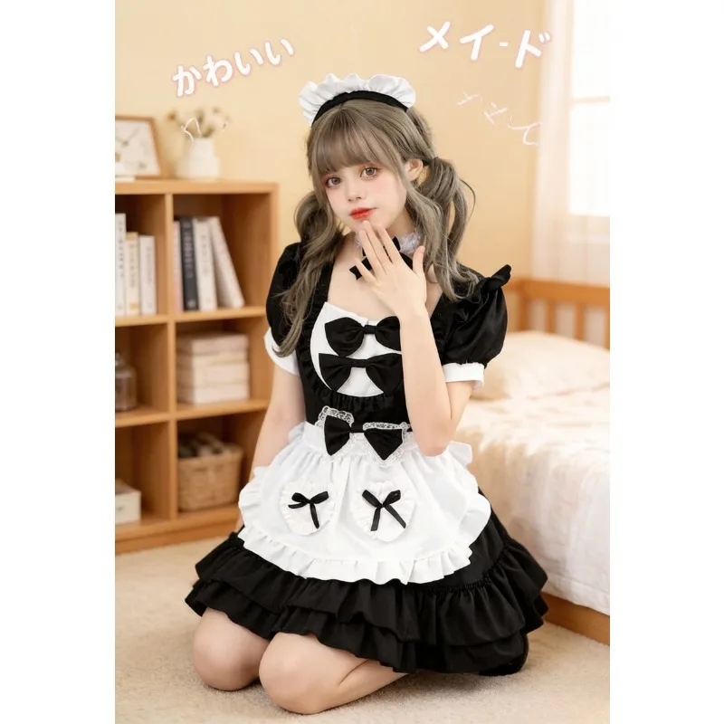 

Black Japanese Kawaii Maid Dress Lolita Cosplay Uniform Set Sweet Outfit for Role Play Party Stage Show Anime Carnival Costume