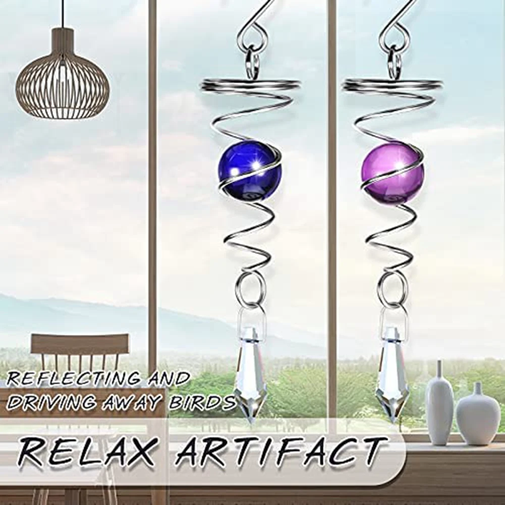 Ball Spiral Tail Decorative Wind Spinner Stabilizer Wind Chimes Hanging Wind Ball Spinner for Garden Decorations