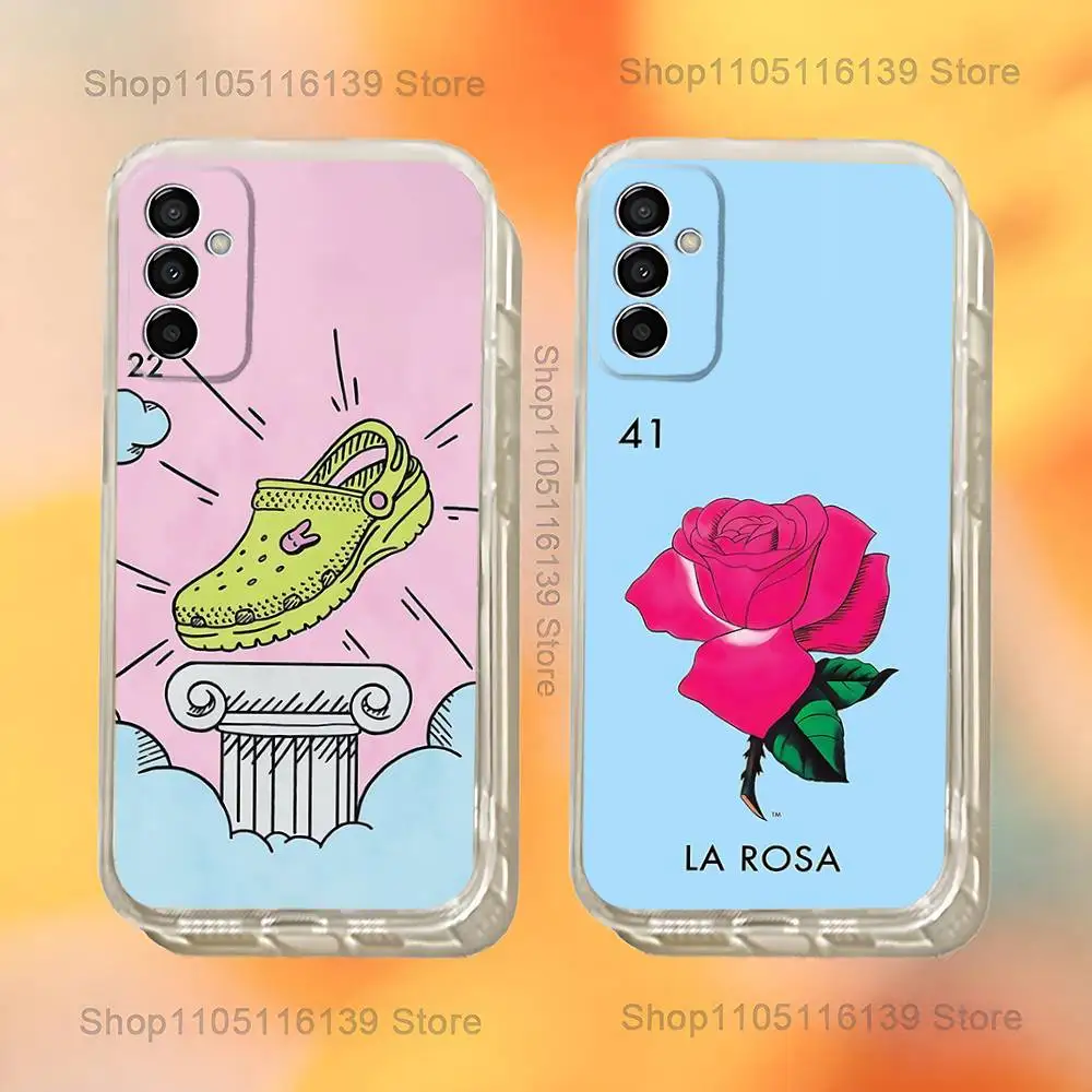 

Funny Mexican Bingo Lottery Phone Case For Samsung S24,30,21,22,23,20 FE,lite,PIus,Ultra,5G,Note,9,10 Transparent Cover