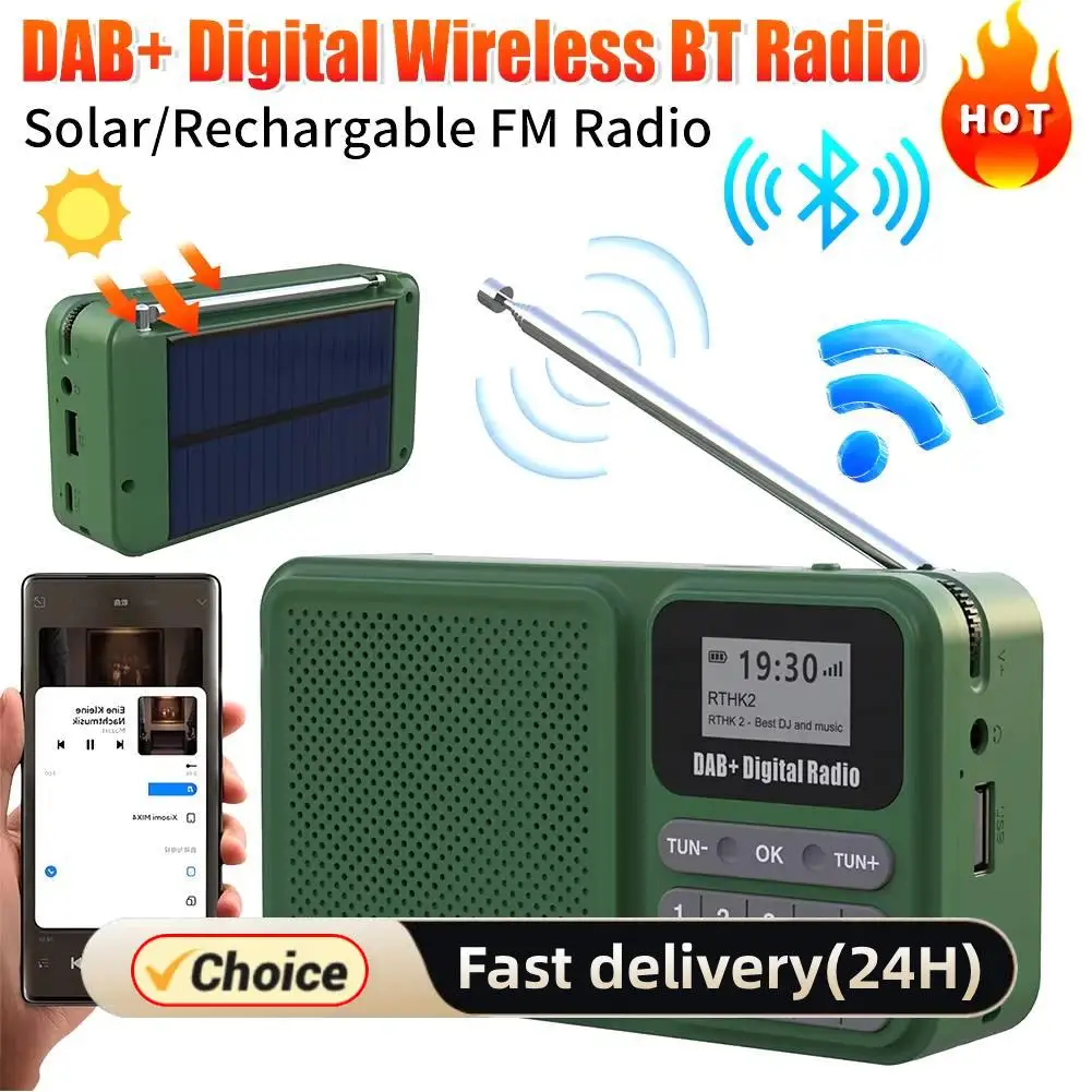 

Multi-Play Portable DAB/FM Radio (Europe/Australia) Bluetooth 5.0 TF/USB MP3 Play 3.5mm Headphone Jack 128*64 LCD Display