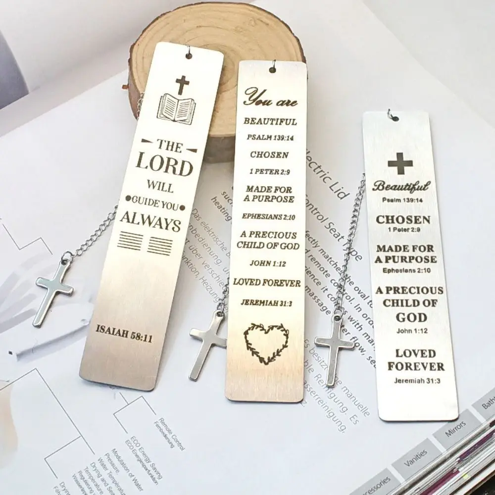 New Silver Metal Bookmarks Vintage Creative Jesus Book Marker with Pendant Religious Belief Reading Accessories School Supplies