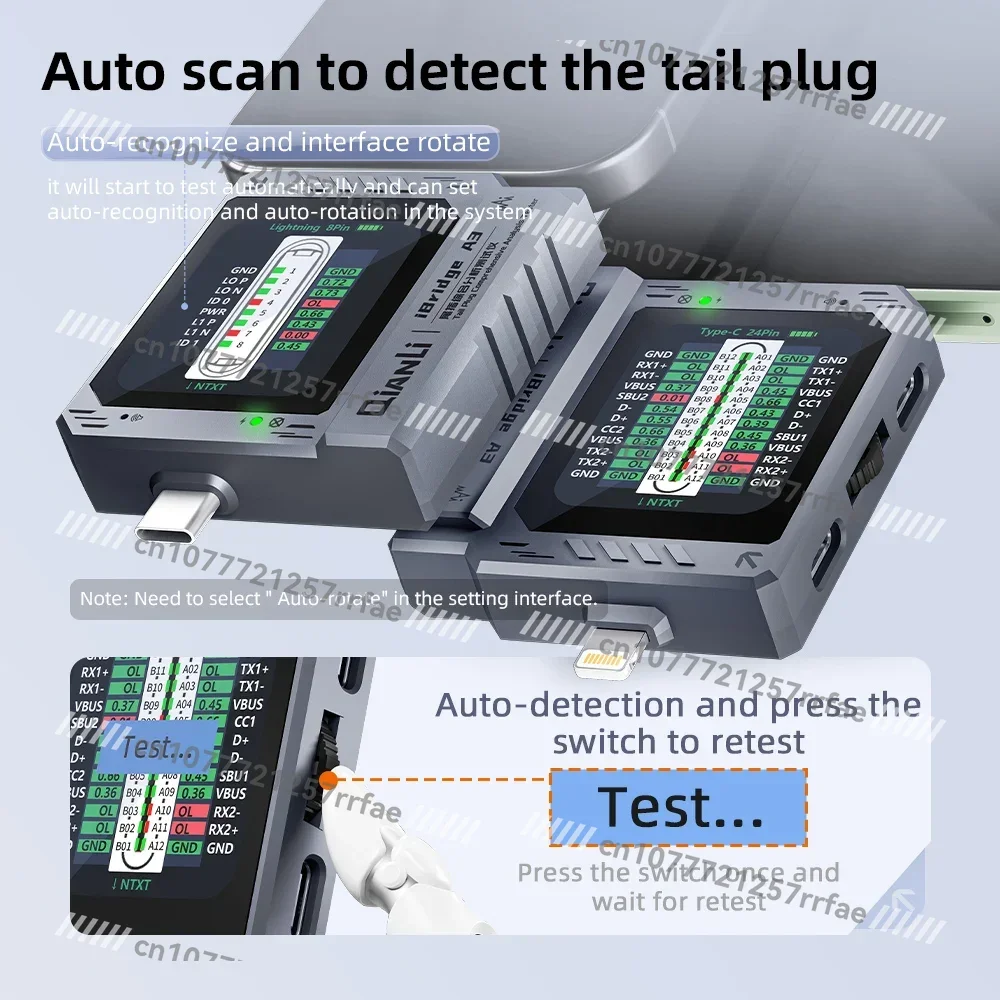 جهاز اختبار قابس ذيل الهاتف، واجهة البرق من النوع C لأداة كشف المكونات الذيلية لإصلاح الهاتف المحمول