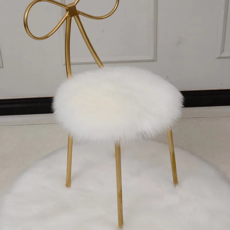 Faux Fur Chair Cover Seat Cushion Pad Plush Round Cushion Sofa Chair Decor Cute Student Seat Pad Photography Props Background