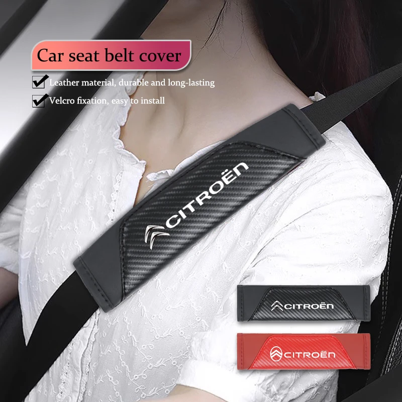 Car Seat Belt Shoulder Cover Carbon Fiber Protective Pad For Citroen C3 C5 AIRCROSS C5X C4 Cactus PICASSO e-C3 e-C4 C1 C-Crosser