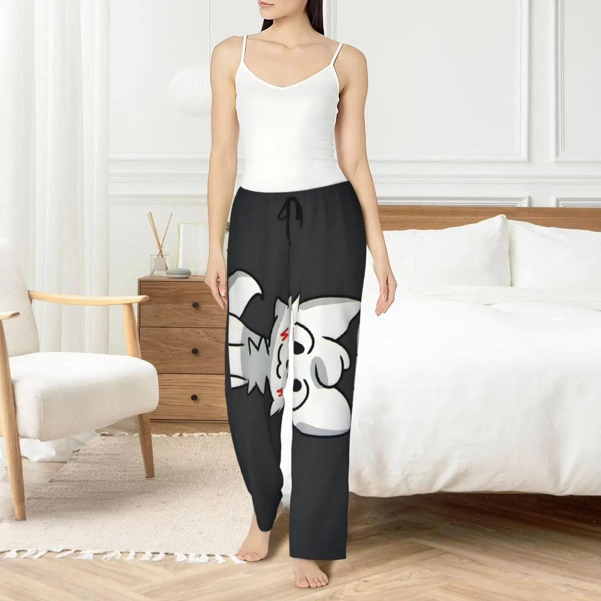 Custom Boykisser Silly Cat Pajama Pants Women Cute Cartoon Sleepwear Lounge Sleep Bottoms Stretch with Pockets