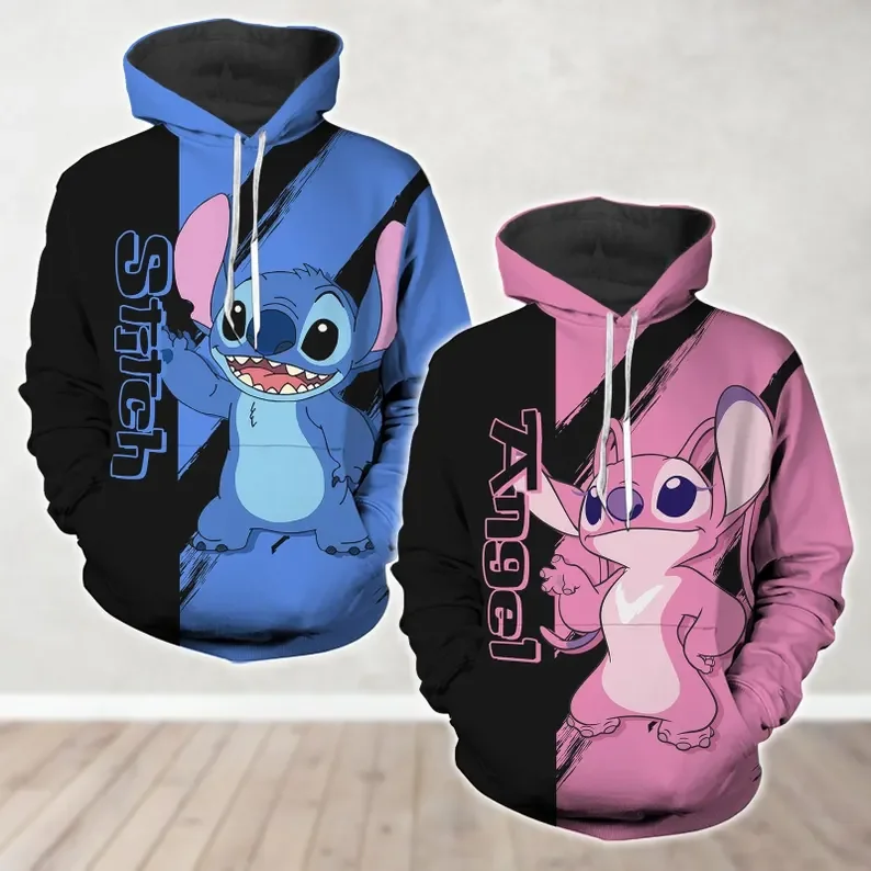 

Stitch Angel Hoodie Couple Sweatshirt Autumn 3D Print Cute Disney Stitch Costumes Pockets Long Sleeve Pullovers Fashion Hoodies
