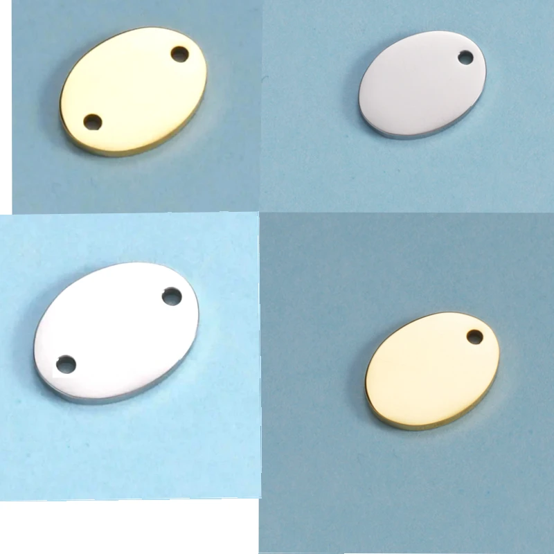 

20pc Stainless Steel 18K Gold Pvd Plated Oval Charm Pendant Small Extend Chain Tag DIY Designer Jewelry Making Findings