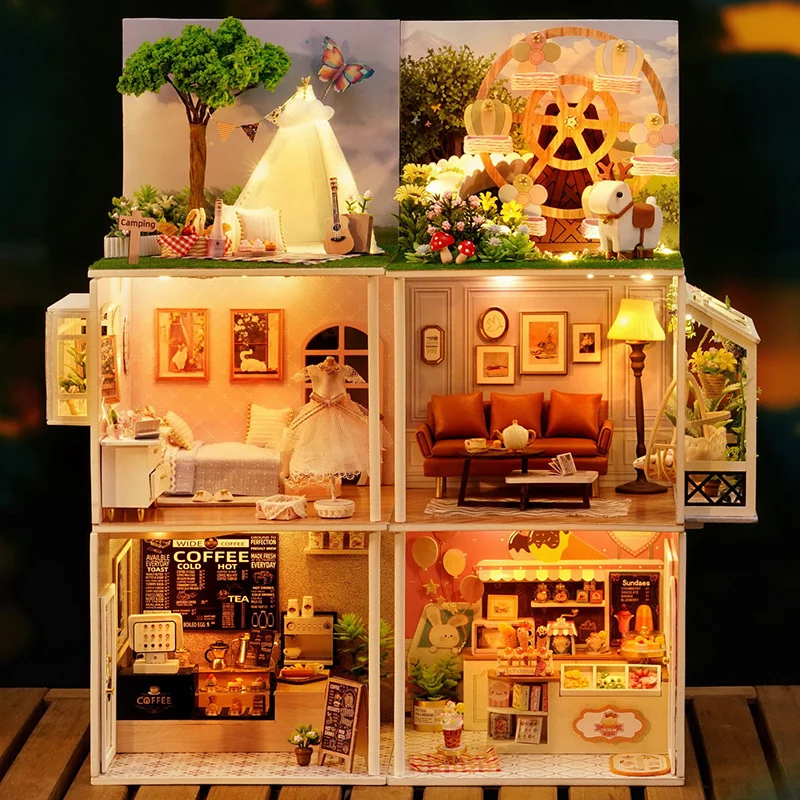 Handmade Diy Cottage Mini Miniature Scene Model House Assembly Small House truction Toys Birthday Gift Girl model kit