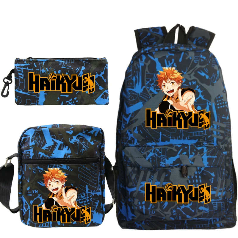 Shoyo Hinata Haikyuu Printed School Bags Children Lightweight Backpack with Shoulder Bags Pencil Bag Boys Girls Travel Backpack