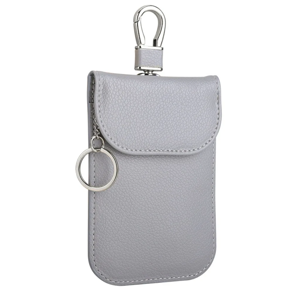 Fashion RFID Blocking Car Keys Case Anti-Theft Leather Card Holder Key Protector for Privacy Protection